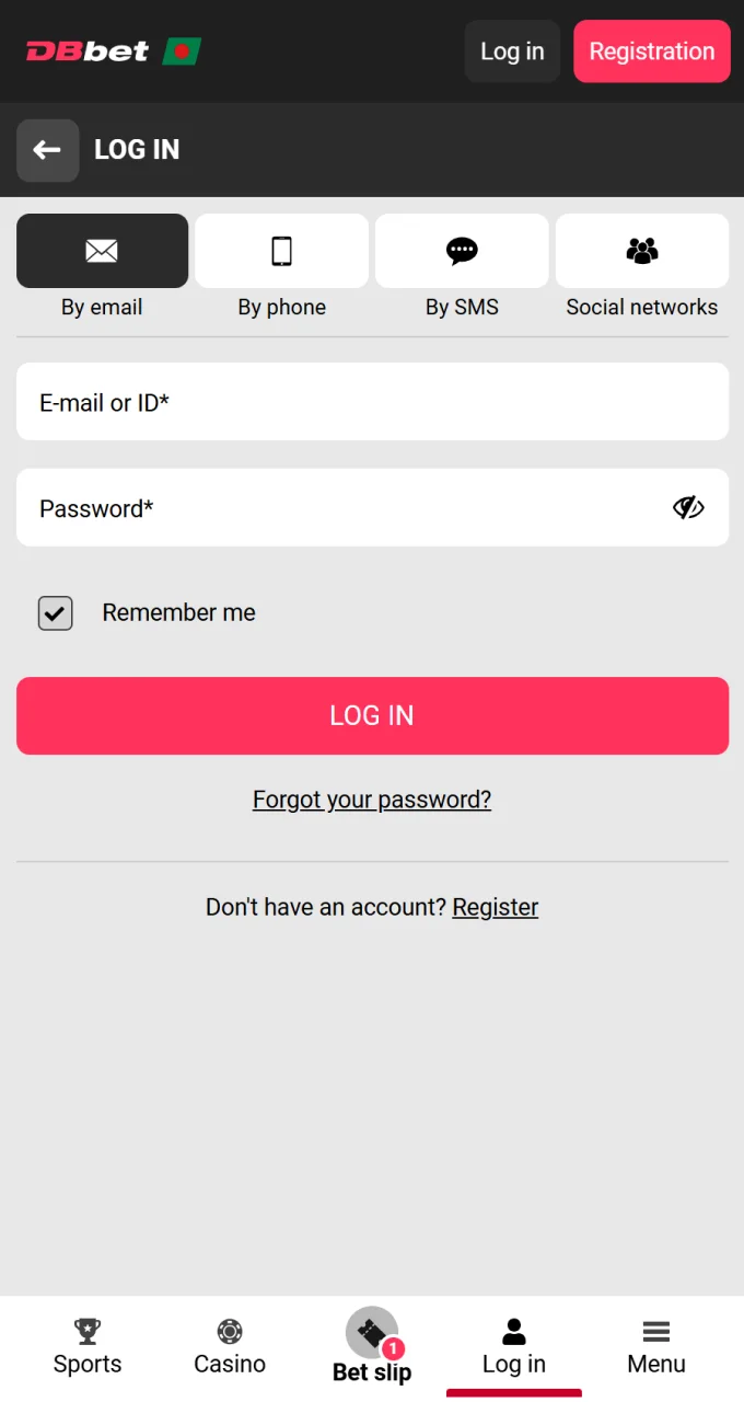 Log in to your DBbet account to securely manage and withdraw your winnings.